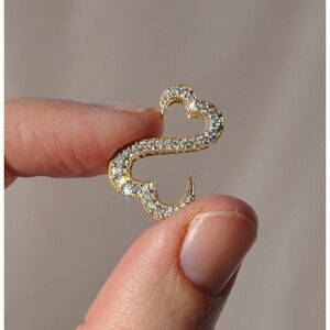 14k Solid Gold Two Interlocking‎ Hearts Natural High Quality Diamond Pendant